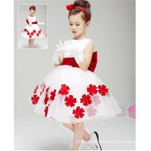 fleur rouge appliques dos noeud papillon fille robe de soirée petites filles robe costumes pour 4 ans avec robe de bal robe design